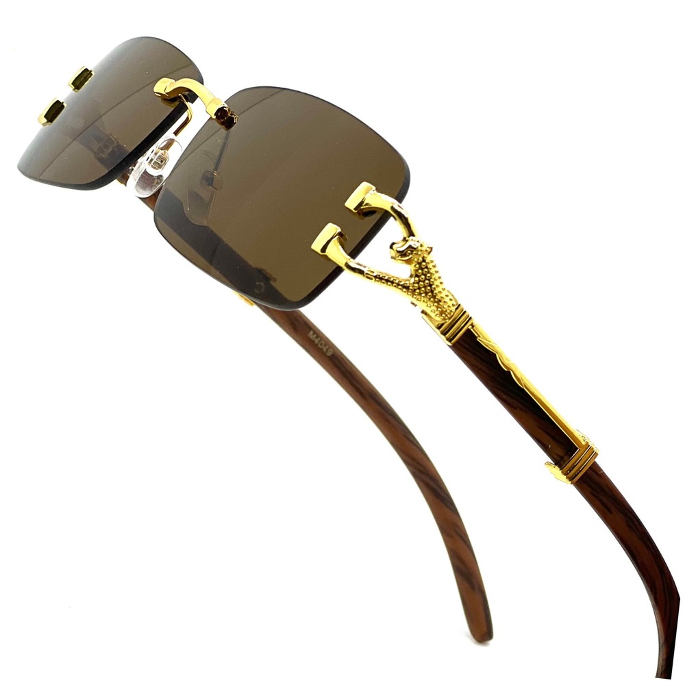 Men‎ Sunglasses Brown Lens Retro Classic Luxury Retro Shades Gold Metal Lentes